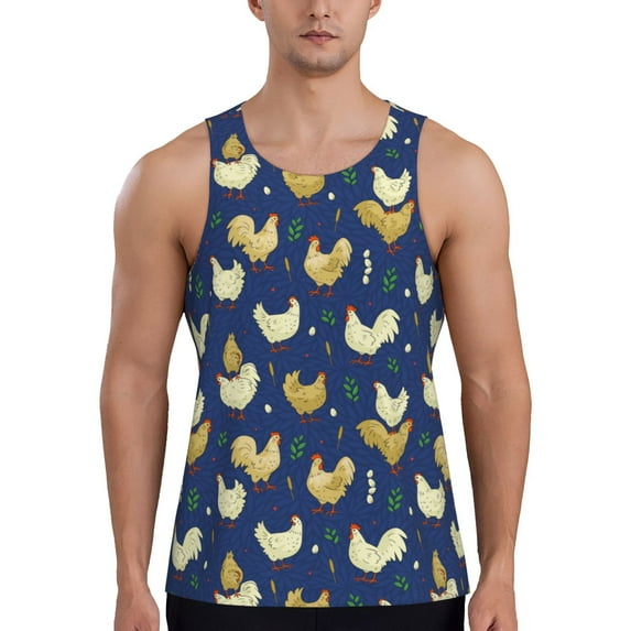 Salouo Funny Chicken for Men's Tank Tops,Sleeveless Muscle Shirts for Men Quick Dry Workout Tank Top Gym Muscle Tee Fitness Bodybuilding Sleeveless T Shirt-Medium