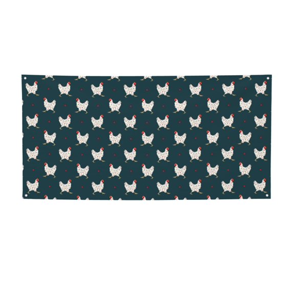Salouo Funny Chicken Pattern Holiday Banner Outside Party Decoration Banner (1PC) Festival Supplies Fit for Birthday Parties & Celebrations & Chrismas-Small