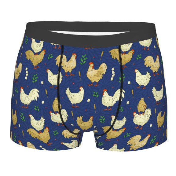 Salouo Funny Chicken Print Men's Boxer Briefs,Breathable Underwear Elastic Waistband Briefs for Men -X-Large