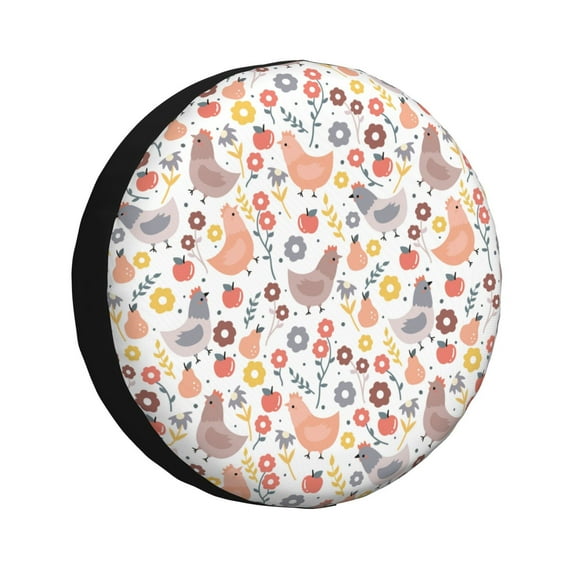 Salouo Funny Chicken Print Spare Tire Cover 14-17 inch Spare Tire Protector Universal Tough Tire Wheel Cover for Trailer SUV and Truck-14 inch