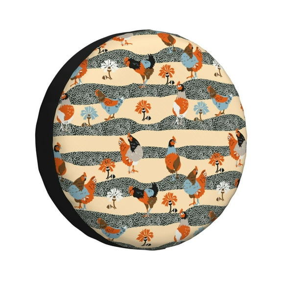 Salouo Funny Chicken Print Spare Tire Cover 14-17 inch Spare Tire Protector Universal Tough Tire Wheel Cover for Trailer SUV and Truck-