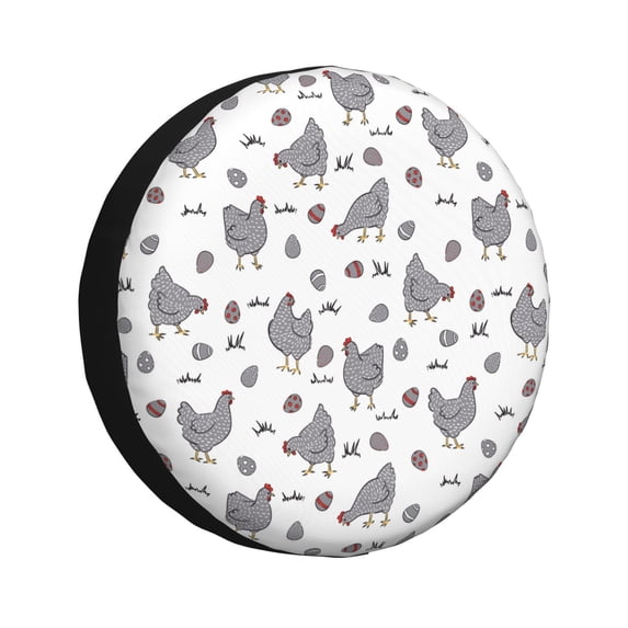 Salouo Funny Chicken Print Spare Tire Cover 14-17 inch Spare Tire Protector Universal Tough Tire Wheel Cover for Trailer SUV and Truck-