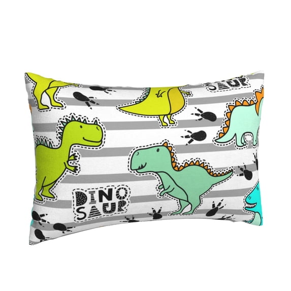 Salouo Funny Dinosaurs on Stripes Print Print Pillow Case Cover,Wrinkle-Free Bed Pillow Cover Pack of 1 Home Decor Fade-Resistant and Stain-Resistant ,Pillows Not Included -20"x30"