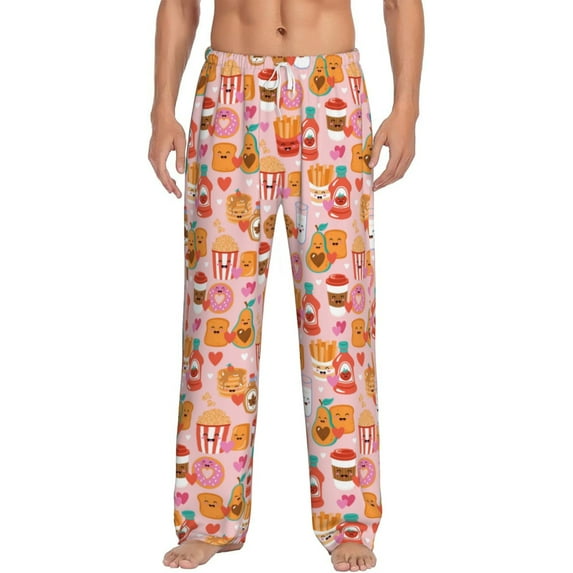 Salouo Funny Food Print Pajama Pants for Men, Lounge Pants Elastic Waistband Casual Men's sleepwear Loungewear Sleep Pajama Pant -Small