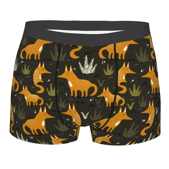 Salouo Funny Fox by the Field Print Men's Boxer Briefs,Breathable Underwear Elastic Waistband Briefs for Men -Small