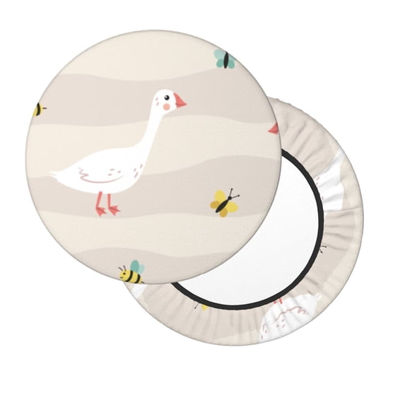 Salouo Funny Goose1 Pattern Bar Stool Cushion Cover, Round Crease-Resistant Stretchy Dustproof Stool Seat Slipcover for Bar Round Chair-14 inch