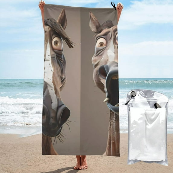 Salouo Funny Horse Faces Expressions Pattern 1 Pack Bath Towel, Quick Drying Towels Premium Towels for for Body, Sport, Yoga, SPA, Fitness-31.5"x63"