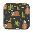 Salouo Funny Sloths In The Forest Print Round Coaster,Drink Coasters