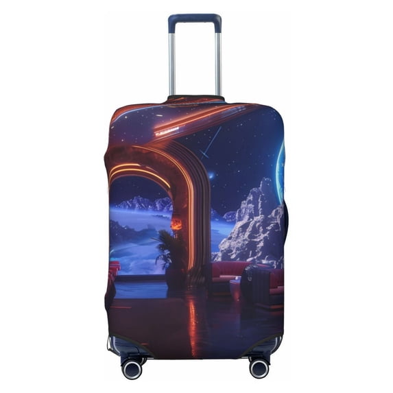Salouo Futuristic Bar Space View Pattern Travel Dust-proof Suitcase Cover, Softside Suitcase Protector Luggage Cover Protector for 18-32inch ,Not Included Suitcase