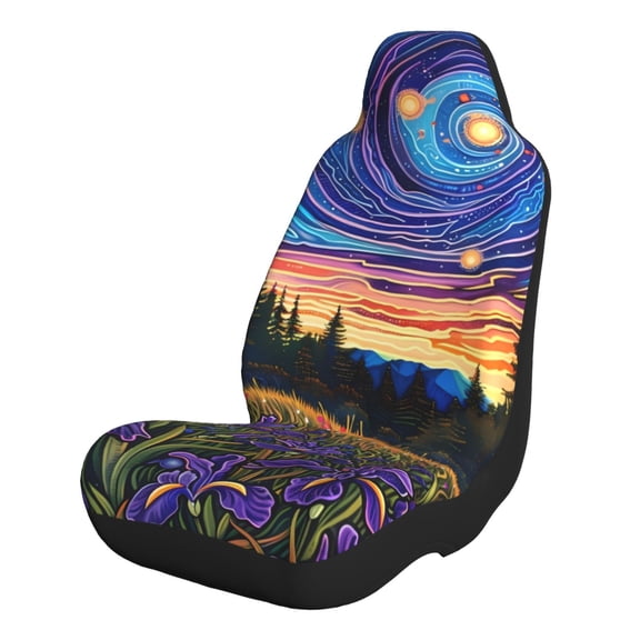 Salouo Galactic Night Over Meadow Pattern Car Seat Covers,Universal Car Seat Protectors Easy to Install Car Cover Car Accessories Auto/rucks/Van/SUV-1