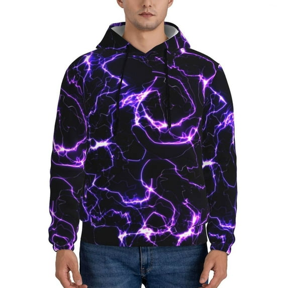 Salouo Galaxy Lightning Pattern Men's Fall Hoodie Sweatshirt,Sport Hoodie with Pockets for Men Pullover Casual Hooded Sweatshirt-3X-Large