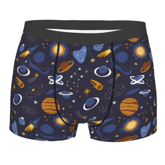 Salouo Galaxy Print Men's Boxer Briefs,Breathable Underwear Elastic Waistband Briefs for Men -Medium