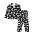 thumbnail image 1 of Salouo Game Pattern Women's Pajamas Set Long Sleeve Button Down Sleepwear Soft Pj Lounge Sets for women 2 Piece Pjs Set with Long Pants-Small, 1 of 7