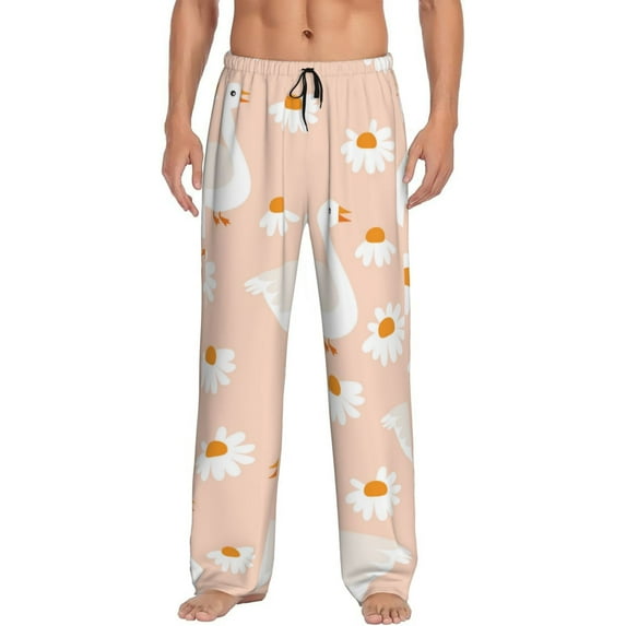 Salouo Geese and Flower Print Pajama Pants for Men, Lounge Pants Elastic Waistband Casual Men's sleepwear Loungewear Sleep Pajama Pant -XX-Large