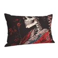 thumbnail image 1 of Salouo Geisha Skeleton With Flowers Pattern Pillow Cases,1PC Pillow Covers with Envelope Closure Decorative Pillow Case for Bed Couch,Pillows Not Included-16"x24", 1 of 6