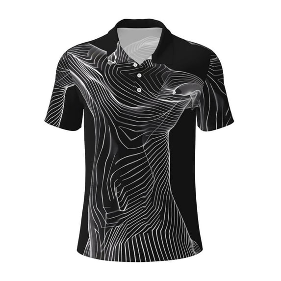 Salouo Geometric Lines Dog Art for Men's Short Sleeve Polo Shirts,Polo Shirts for Men Performance Short Sleeve Golf Shirt Athletic Casual Collared T-Shirt-XX-Large