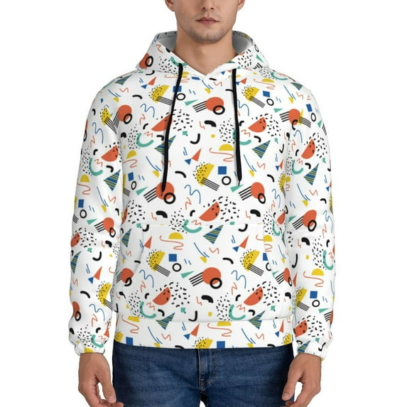 Salouo Geometric Retro Pattern Men's Fall Hoodie Sweatshirt,Sport Hoodie with Pockets for Men Pullover Casual Hooded Sweatshirt-XX-Large