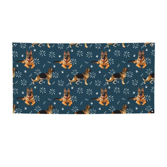 Salouo German Shepherd Dog Pattern Holiday Banner Outside Party Decoration Banner (1PC) Festival Supplies Fit for Birthday Parties & Celebrations & Chrismas-Small