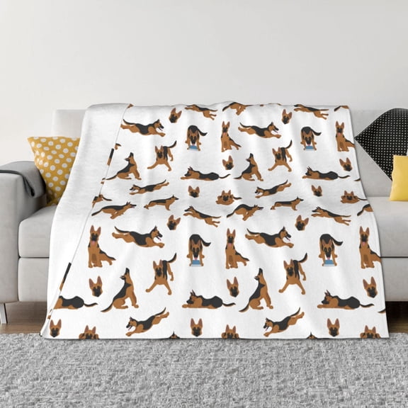 Salouo German Shepherd Dog Print Throw Blanket Gifts for Women Men Soft Flannel Blanket for Home Living Room Decor Bedroom Blanket Gifts for Mom Dad -80"x60"