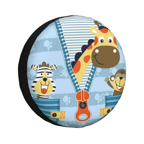 Salouo Giraffe Come Out From Zipper Print Spare Tire Cover 14-17 inch Spare Tire Protector Universal Tough Tire Wheel Cover for Trailer SUV and Truck-15 inch