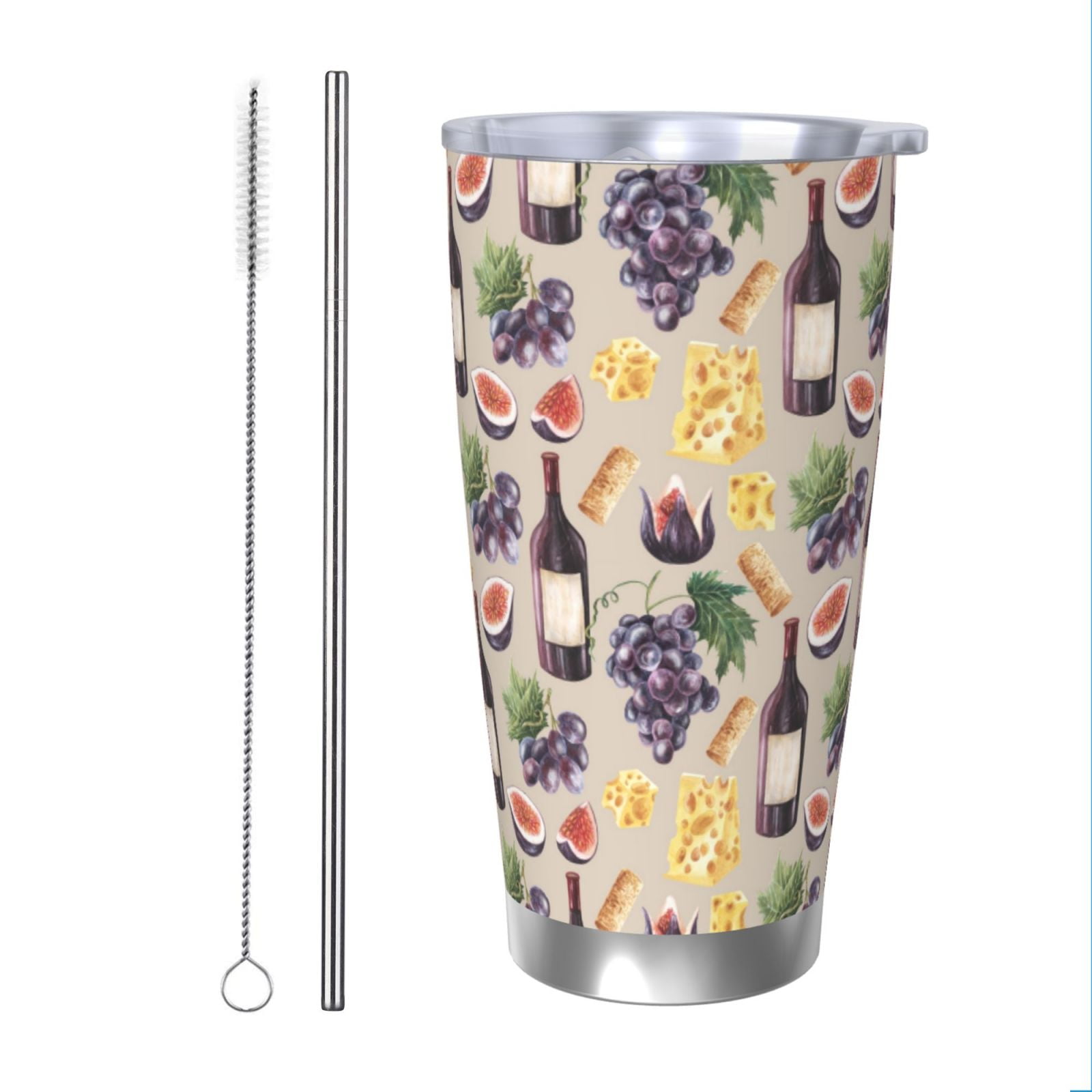 Salouo Glasses Of Red Wine Print 20oz Tumbler with Lid,Stainless Steel