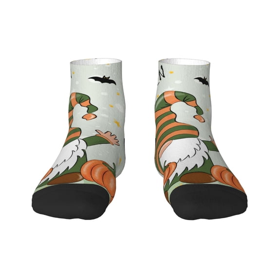 Salouo Gnome Holding A Pumpkin Pattern Unisex Middle Tube Socks,Middle-Finger Knee High Socks Over The Calf Tube Stocking Crew Stockings for Women and Men Tube Socks