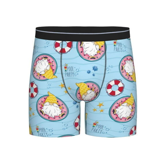 Salouo Gnome Pool Party Pattern Men's Boxer Briefs, Soft & Breathable Underwear Elastic Waistband Briefs for Men,1-Pack