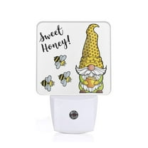 Salouo Gnome Sweet Honey for Night Lights Plug into Wall 1 Pack, 0.5W Plug in Night Light with Dusk-to-Dawn Light Sensor LED Nightlight for Bathroom, Adult, Hallway-US
