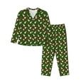 thumbnail image 1 of Salouo Gnomes In Caps Pattern Women's Pajamas Set Long Sleeve Button Down Sleepwear Soft Pj Lounge Sets for women 2 Piece Pjs Set with Long Pants-Small, 1 of 7