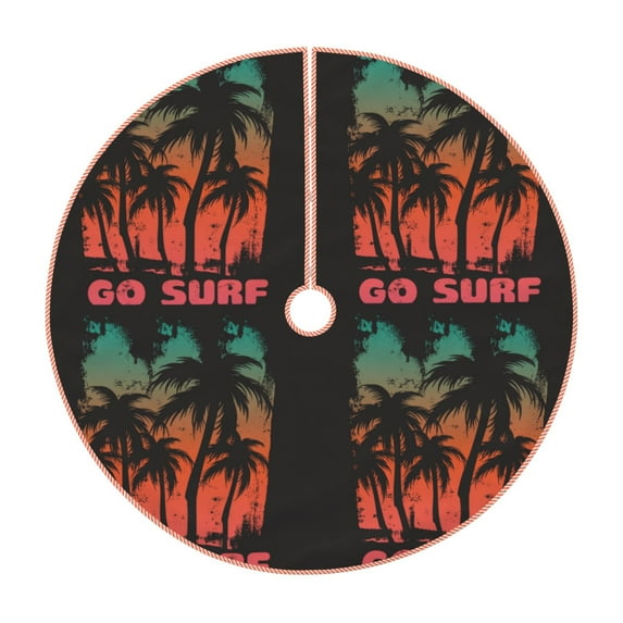 Salouo Go Surfer Christmas Tree Skirt 48" Farmhouse Christmas Decorations Snowman Xmas Tree Skirt Tree Mat for Holiday Party Decor