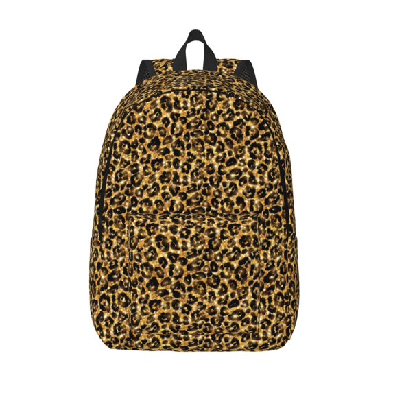 Salouo Gold Glitter Leopard for Travel Backpack for Men Women,Casual Laptop Backpack Daypack Business Work Bag for Travel、Hiking、Weekend -Small