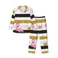 thumbnail image 1 of Salouo Gold Glittering Hearts and Flamingos Print Button-Front Long Sleeve Pajama Set for Men, Soft 2Pjs Men's Long Sleeve Sleepwear-XX-Large, 1 of 7