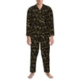 thumbnail image 1 of Salouo Gold Pinecone Merry Christmas Print Button-Front Long Sleeve Pajama Set for Men, Soft 2Pjs Men's Long Sleeve Sleepwear -Large, 1 of 7
