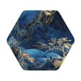 Salouo Golden Blue Mountains Print Round Coaster,Drink Coasters Leather