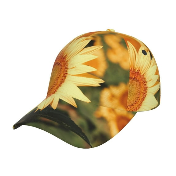 Salouo Golden Sunflower In Field for Unisex-Adult Baseball Cap Golf Dad Hat Outdoor Cap Mountain Dad Hat Adjustable Fit Sports Hat for Men & Women