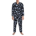 thumbnail image 1 of Salouo Gothic Skull Print Button-Front Long Sleeve Pajama Set for Men, Soft 2Pjs Men's Long Sleeve Sleepwear -Large, 1 of 7