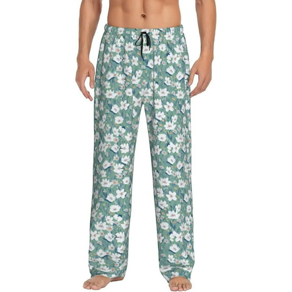 Salouo Gouache Flowers Print Pajama Pants for Men, Lounge Pants Elastic Waistband Casual Men's sleepwear Loungewear Sleep Pajama Pant -XX-Large