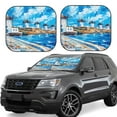 thumbnail image 1 of Salouo Greek Island Windmills Painting Pattern Car Windshield Sun Shade Foldable | Front Windshield Shade for Sun, Heat and UV Rays | Interior Sun Protection-Large, 1 of 6