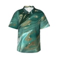 thumbnail image 1 of Salouo Green And Gold Marble for Hawaiian Shirt for Men,Summer Beach Casual Short Sleeve Button Down Shirts Men's Regular-Fit Short-Sleeve Print Shirt -Large, 1 of 6