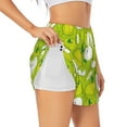 thumbnail image 1 of Salouo Green Apple Print Women's 2 in 1 Running Shorts Double-Layer Shorts Athletic Workout Gym Yoga Shorts Running Shorts for Women-XX-Large, 1 of 7