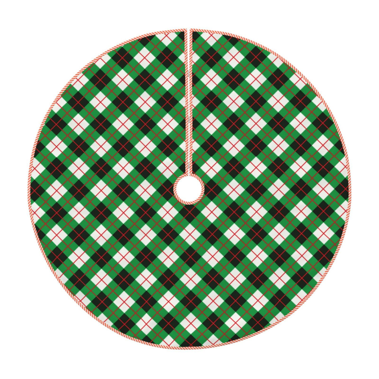 Salouo Green Argyle Plaid Christmas Tree Skirt 30" Farmhouse Christmas