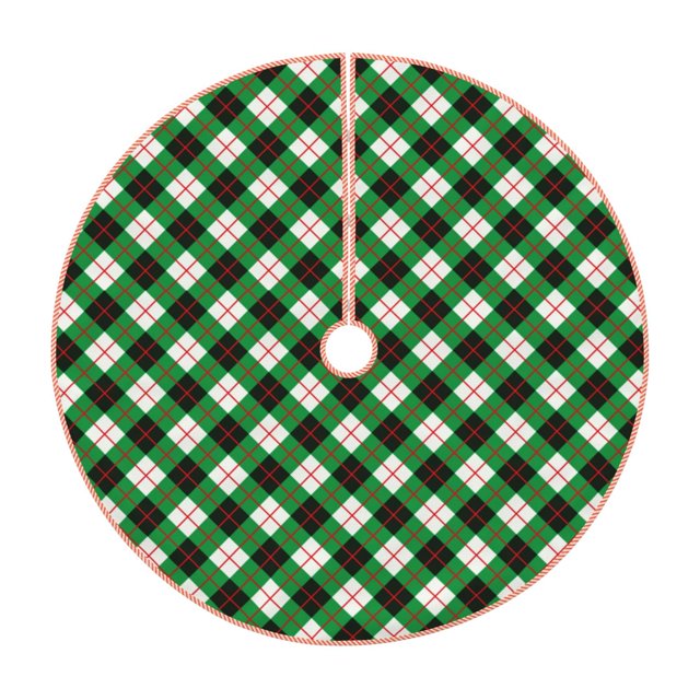 Salouo Green Argyle Plaid Christmas Tree Skirt 30" Farmhouse Christmas