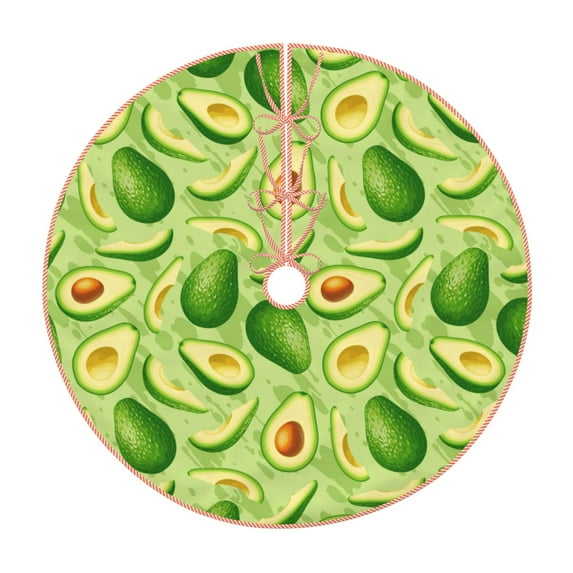 Salouo Green Avocado Christmas Tree Skirt 36" Farmhouse Christmas Decorations Snowman Xmas Tree Skirt Tree Mat for Holiday Party Decor