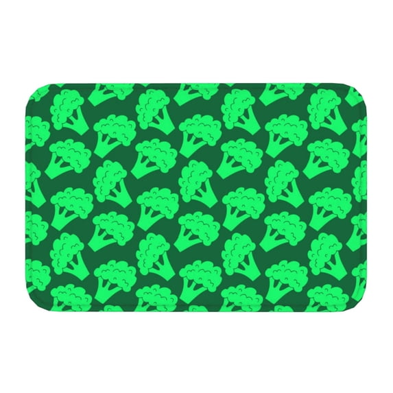 Salouo Green Broccoli Pattern Outdoor Indoor Sturdy Doormats 16’’×24’’, Anti Fatigue Soft Flannel Thick Door Mat,Non-Slip Rectangle Rug Cushion
