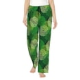 thumbnail image 1 of Salouo Green Flower Print Women's Pajama Pants Casual Loose Sweatpants PJs Flowy Pants Drawstring Palazzo for Women Wide Leg Pants Lounge Pajama -Large, 1 of 8