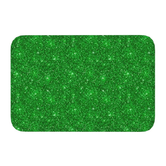 Salouo Green Glitter Pattern Outdoor Indoor Sturdy Doormats 16’’×24’’, Anti Fatigue Soft Flannel Thick Door Mat,Non-Slip Rectangle Rug Cushion