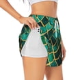 thumbnail image 1 of Salouo Green Mosaic Glass Print Women's 2 in 1 Running Shorts Double-Layer Shorts Athletic Workout Gym Yoga Shorts Running Shorts for Women-Large, 1 of 7