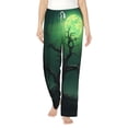 thumbnail image 1 of Salouo Green Night Sky Moon Branches Print Women's Pajama Pants Casual Loose Sweatpants PJs Flowy Pants Drawstring Palazzo for Women Wide Leg Pants Lounge Pajama -Medium, 1 of 8