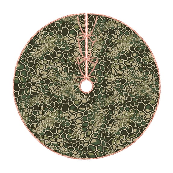 Salouo Green Snake Skin Christmas Tree Skirt 48" Farmhouse Christmas Decorations Snowman Xmas Tree Skirt Tree Mat for Holiday Party Decor