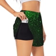 thumbnail image 1 of Salouo Green Sparkling Print Women's 2 in 1 Running Shorts Double-Layer Shorts Athletic Workout Gym Yoga Shorts Running Shorts for Women-Large, 1 of 7